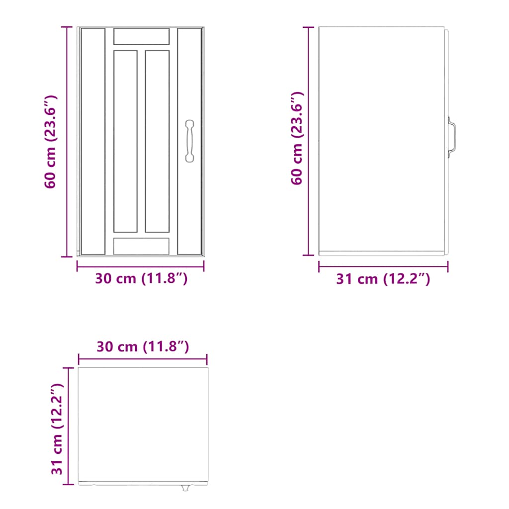 vidaXL Armario de pared de cocina Lucca madera ingeniería negra