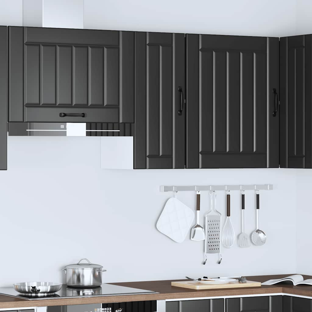 vidaXL Armario de pared de cocina Lucca madera ingeniería negra