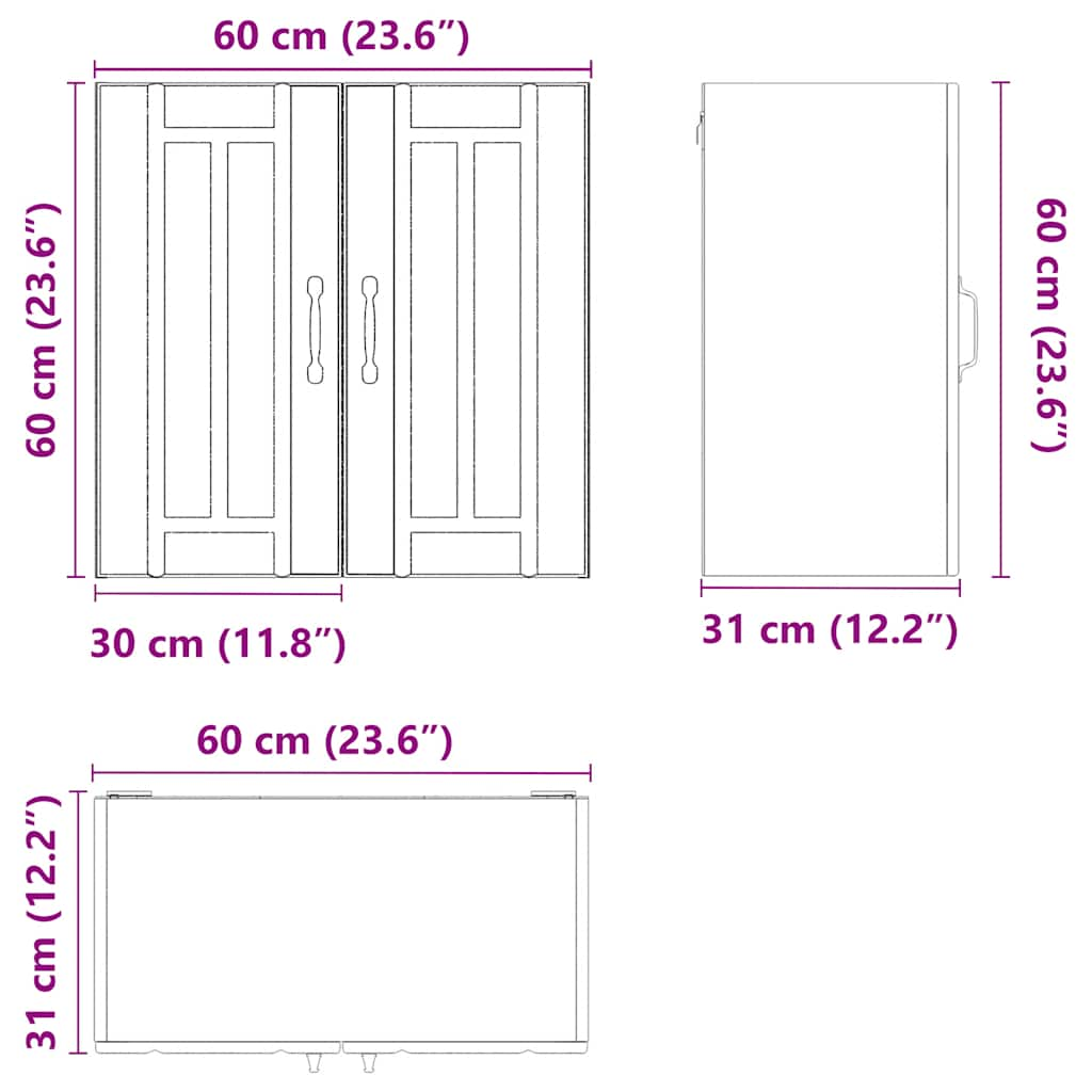 vidaXL Armario de pared de cocina Lucca madera ingeniería blanca