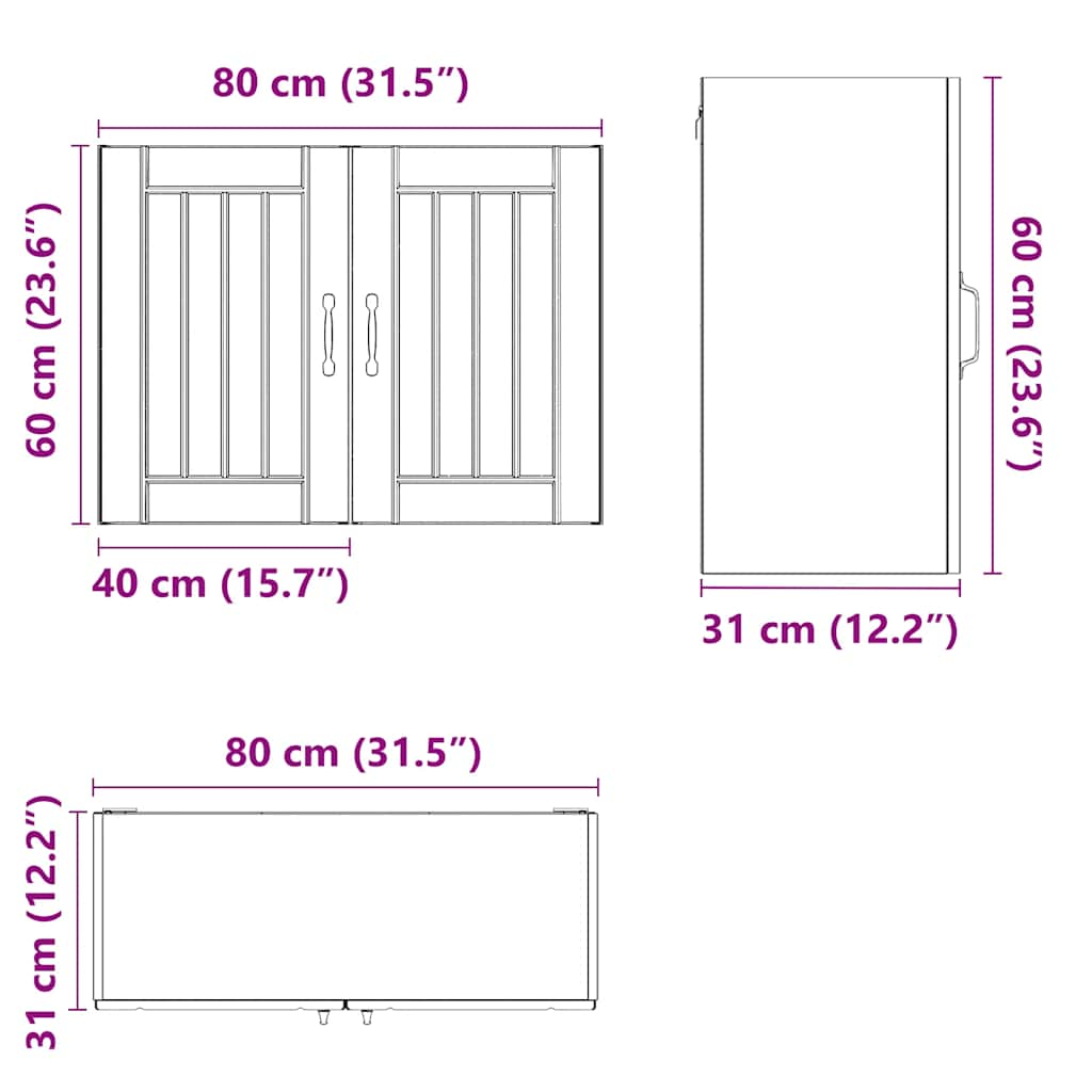 vidaXL Armario de pared de cocina Lucca madera ingeniería blanca