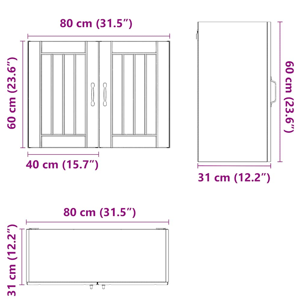 vidaXL Armario de pared de cocina Lucca madera ingeniería negra