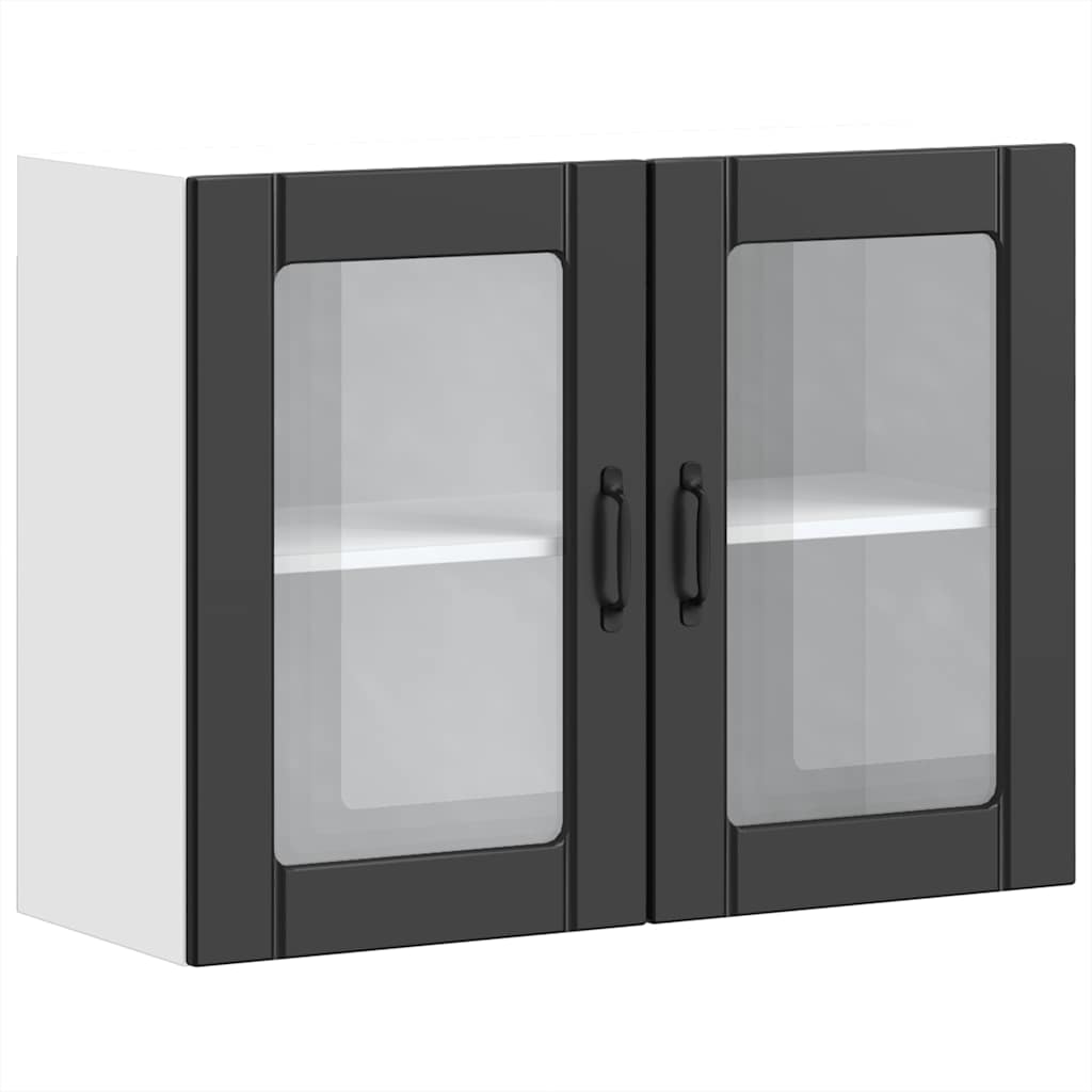 vidaXL Armario pared cocina puerta de cristal Lucca negra