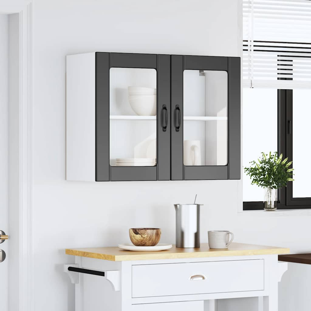 vidaXL Armario pared cocina puerta de cristal Lucca negra