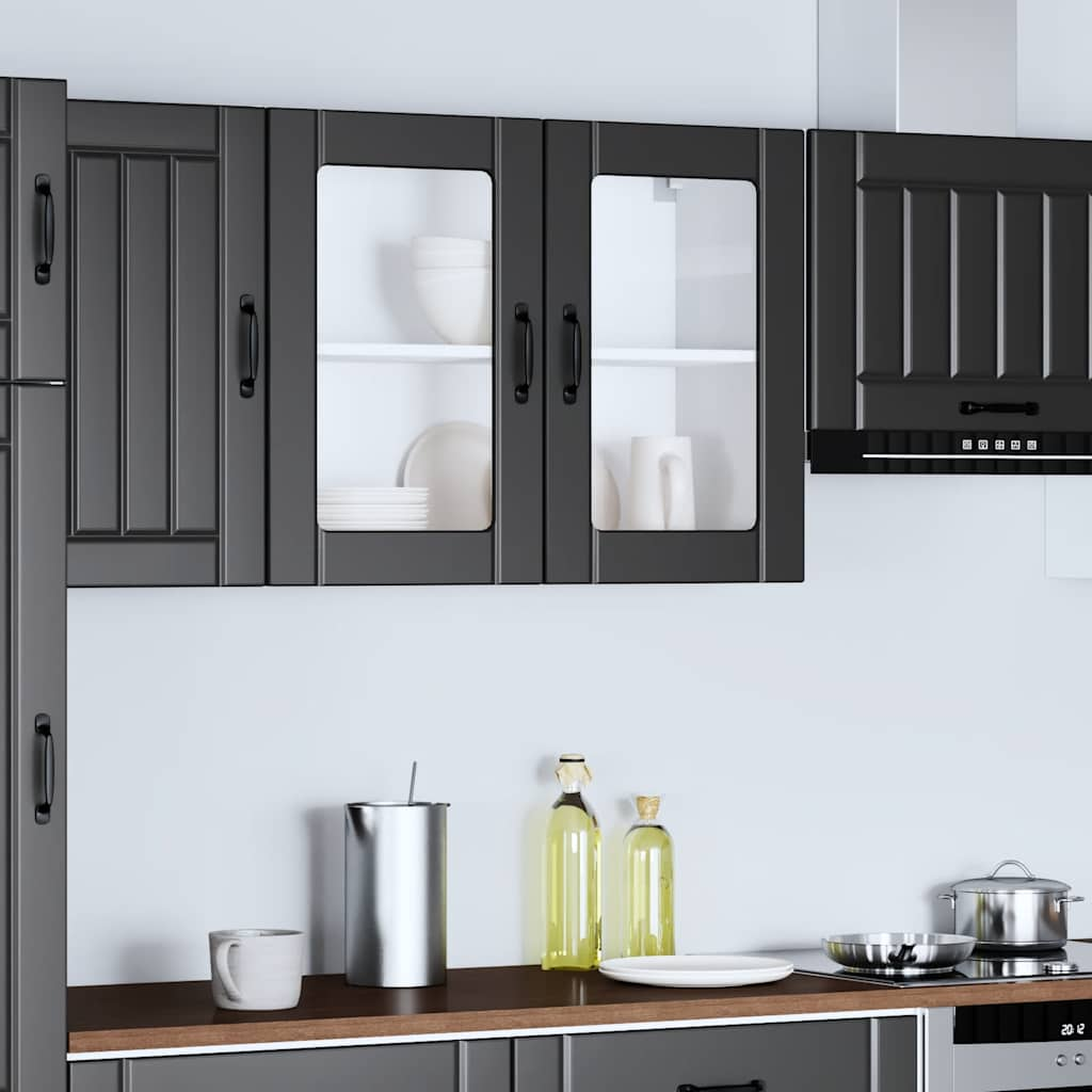 vidaXL Armario pared cocina puerta de cristal Lucca negra