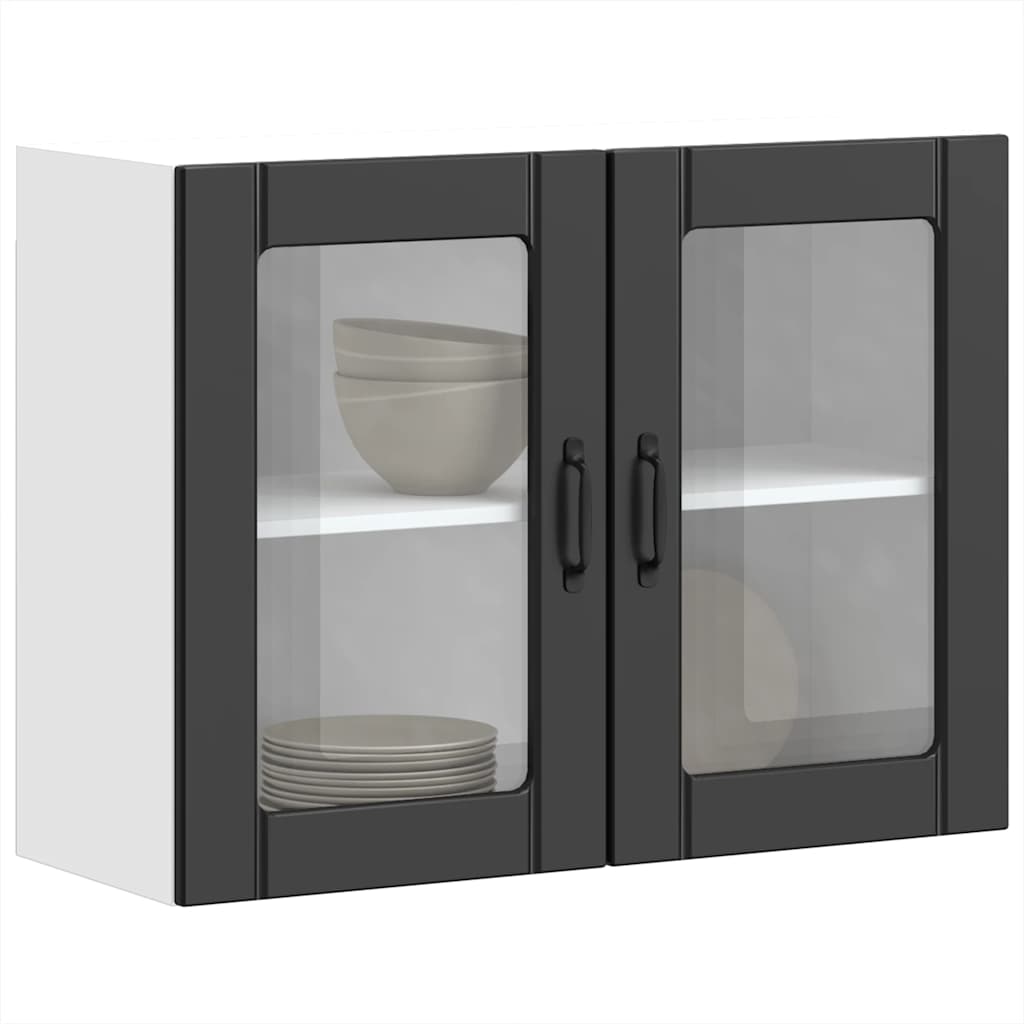 vidaXL Armario pared cocina puerta de cristal Lucca negra