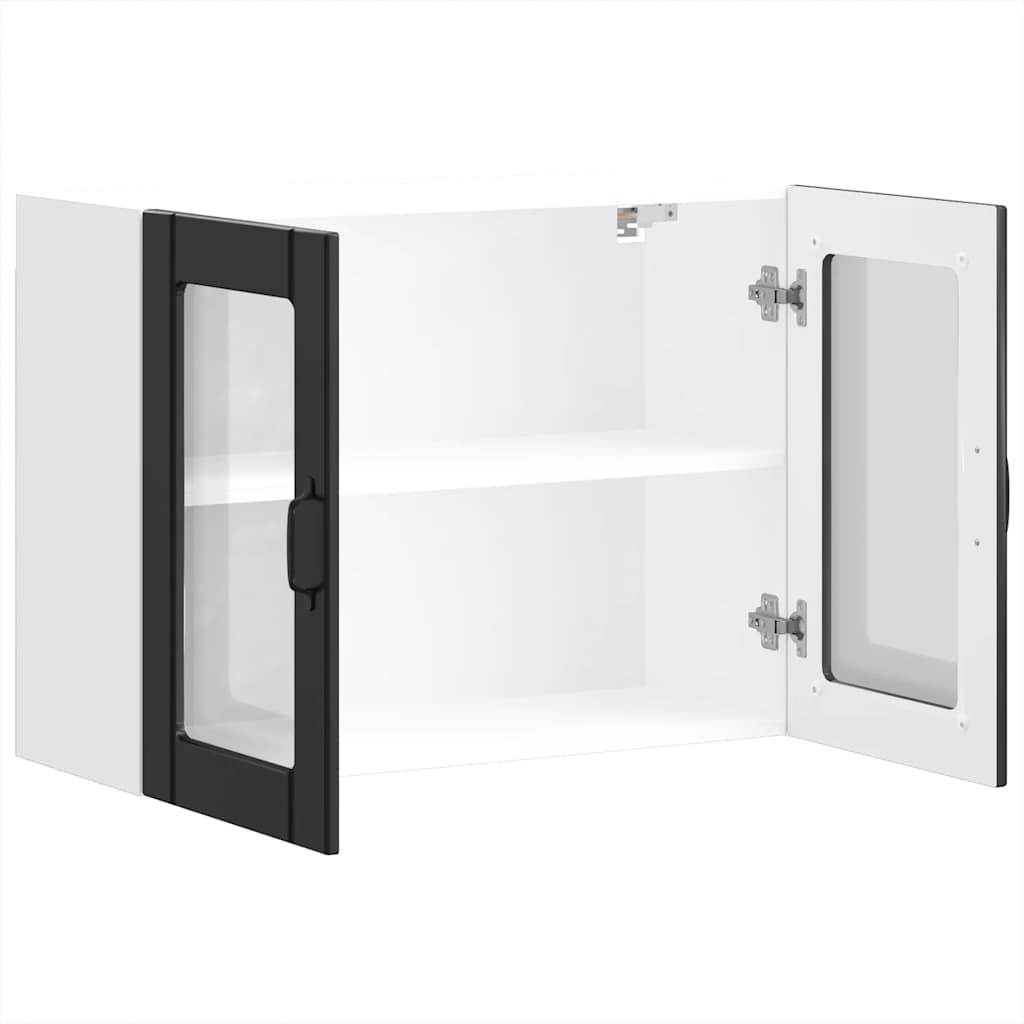 vidaXL Armario pared cocina puerta de cristal Lucca negra