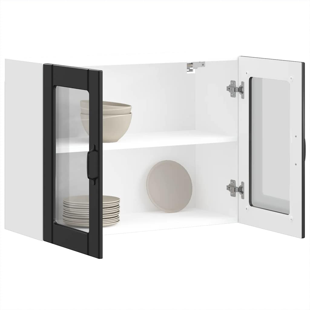 vidaXL Armario pared cocina puerta de cristal Lucca negra