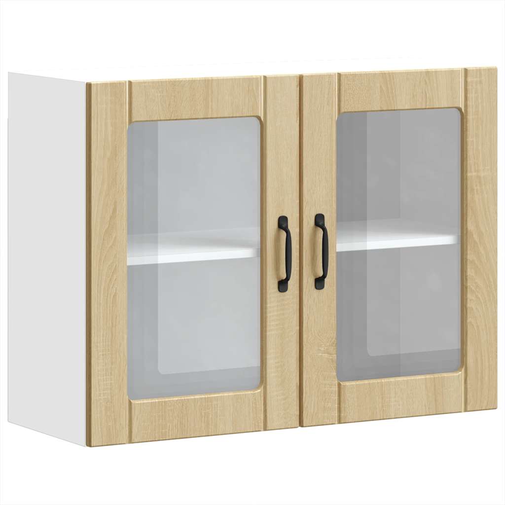 vidaXL Armario pared cocina puerta de cristal Lucca roble sonoma