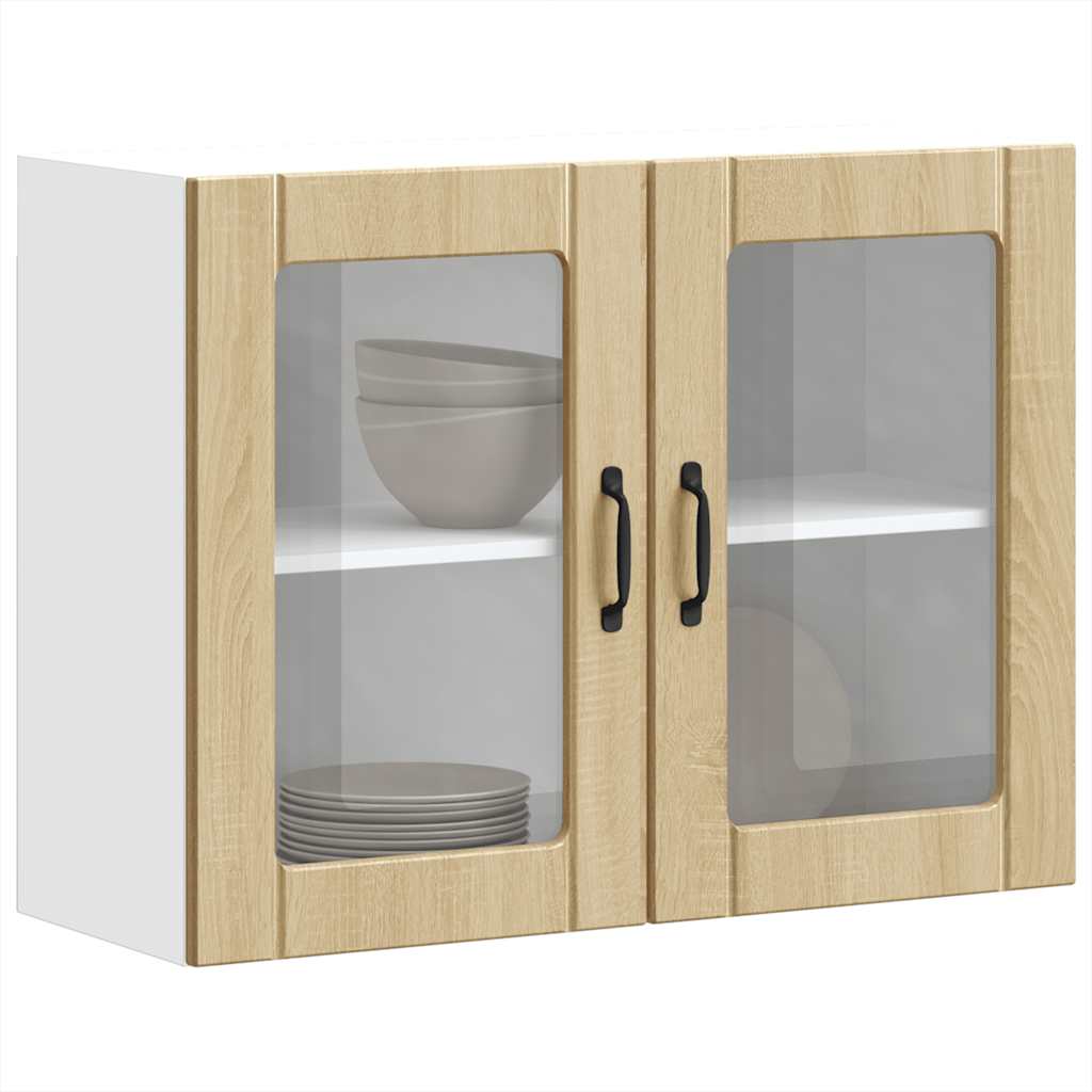 vidaXL Armario pared cocina puerta de cristal Lucca roble sonoma