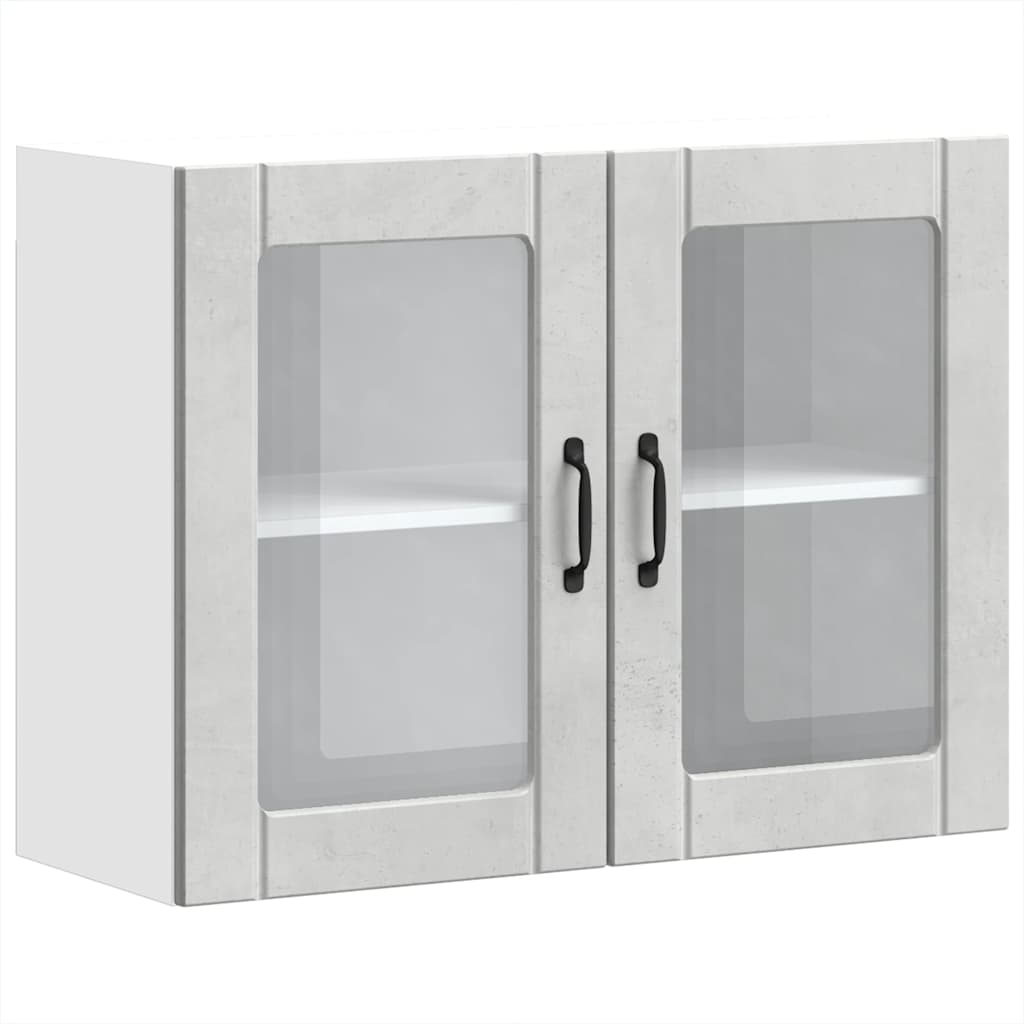 vidaXL Armario pared cocina puerta de cristal Lucca gris hormigón