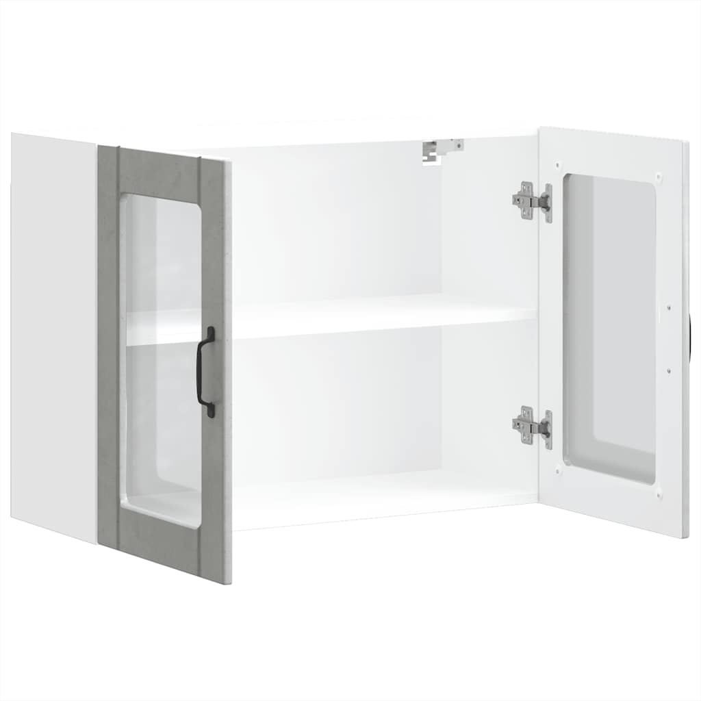 vidaXL Armario pared cocina puerta de cristal Lucca gris hormigón