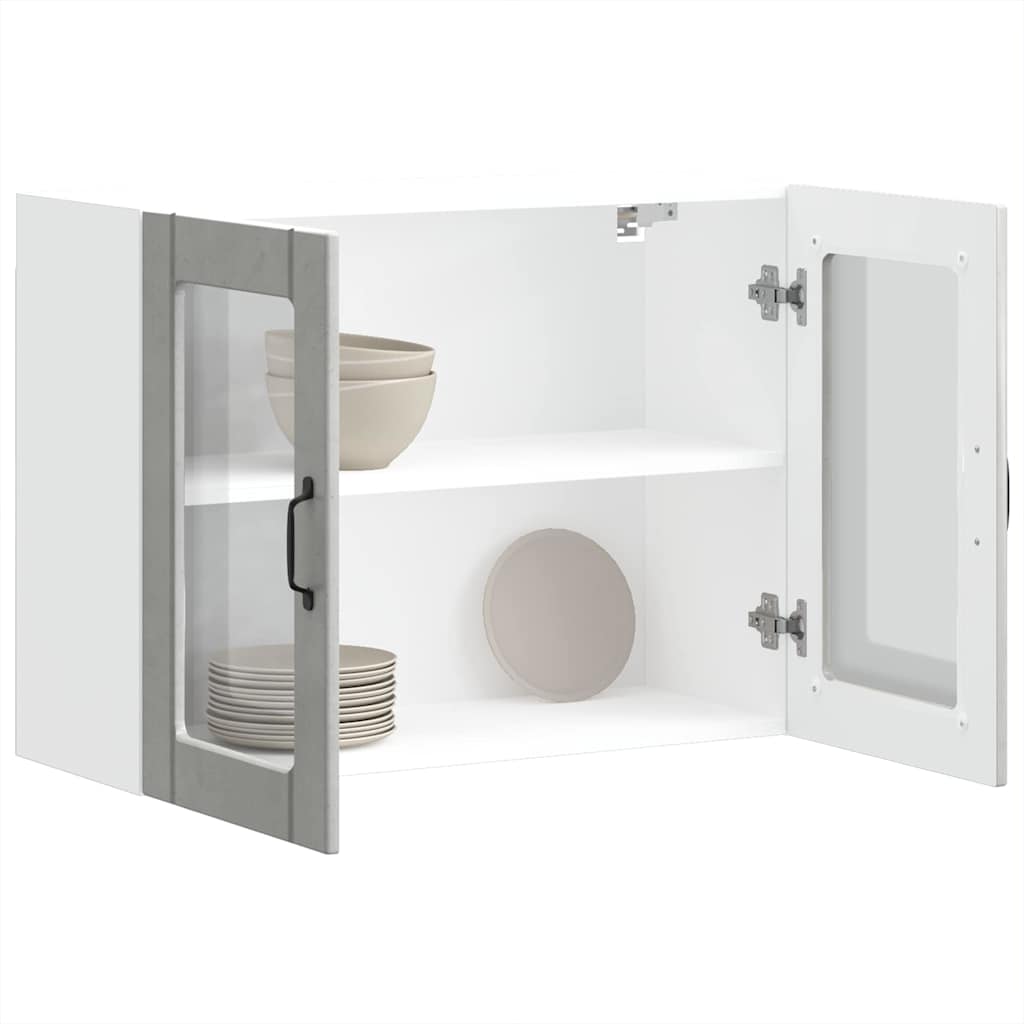 vidaXL Armario pared cocina puerta de cristal Lucca gris hormigón