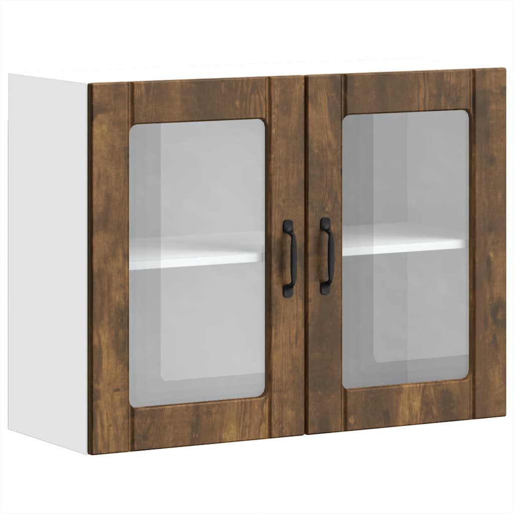 vidaXL Armario pared cocina puerta de cristal Lucca roble ahumado