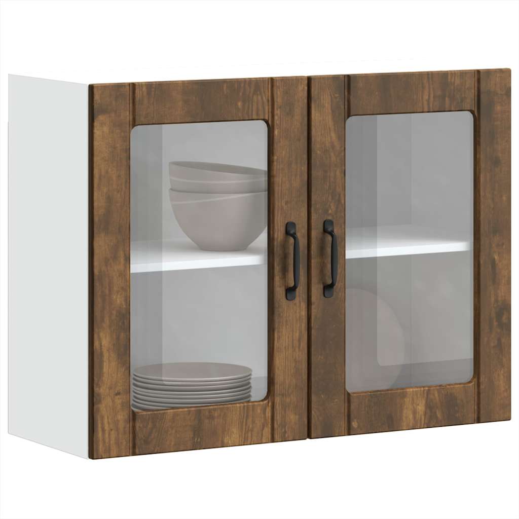 vidaXL Armario pared cocina puerta de cristal Lucca roble ahumado