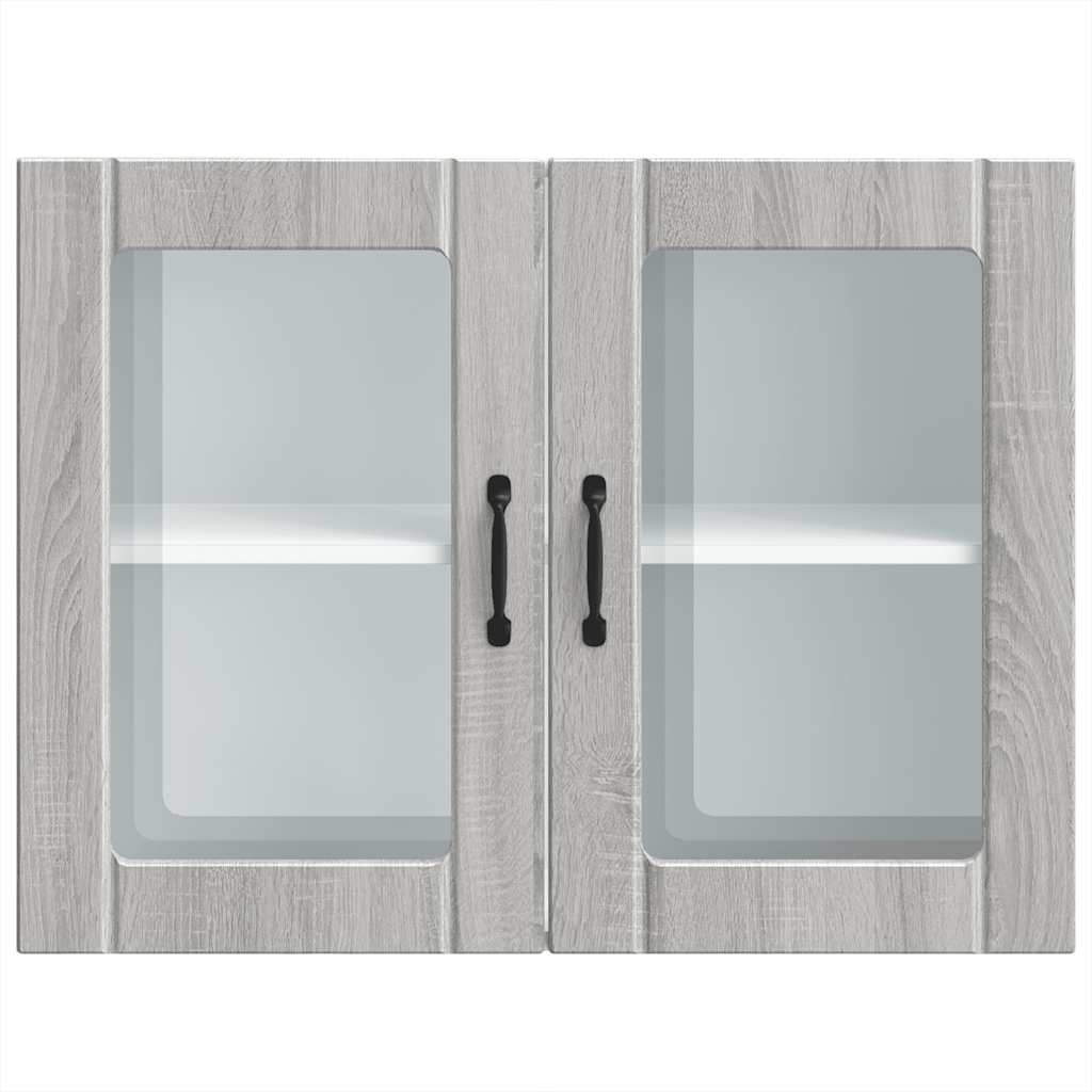 vidaXL Armario pared cocina puerta de cristal Lucca sonoma gris