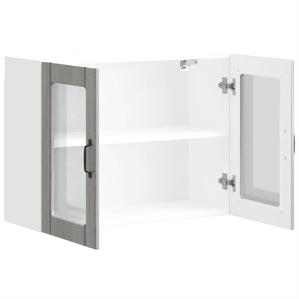 vidaXL Armario pared cocina puerta de cristal Lucca sonoma gris