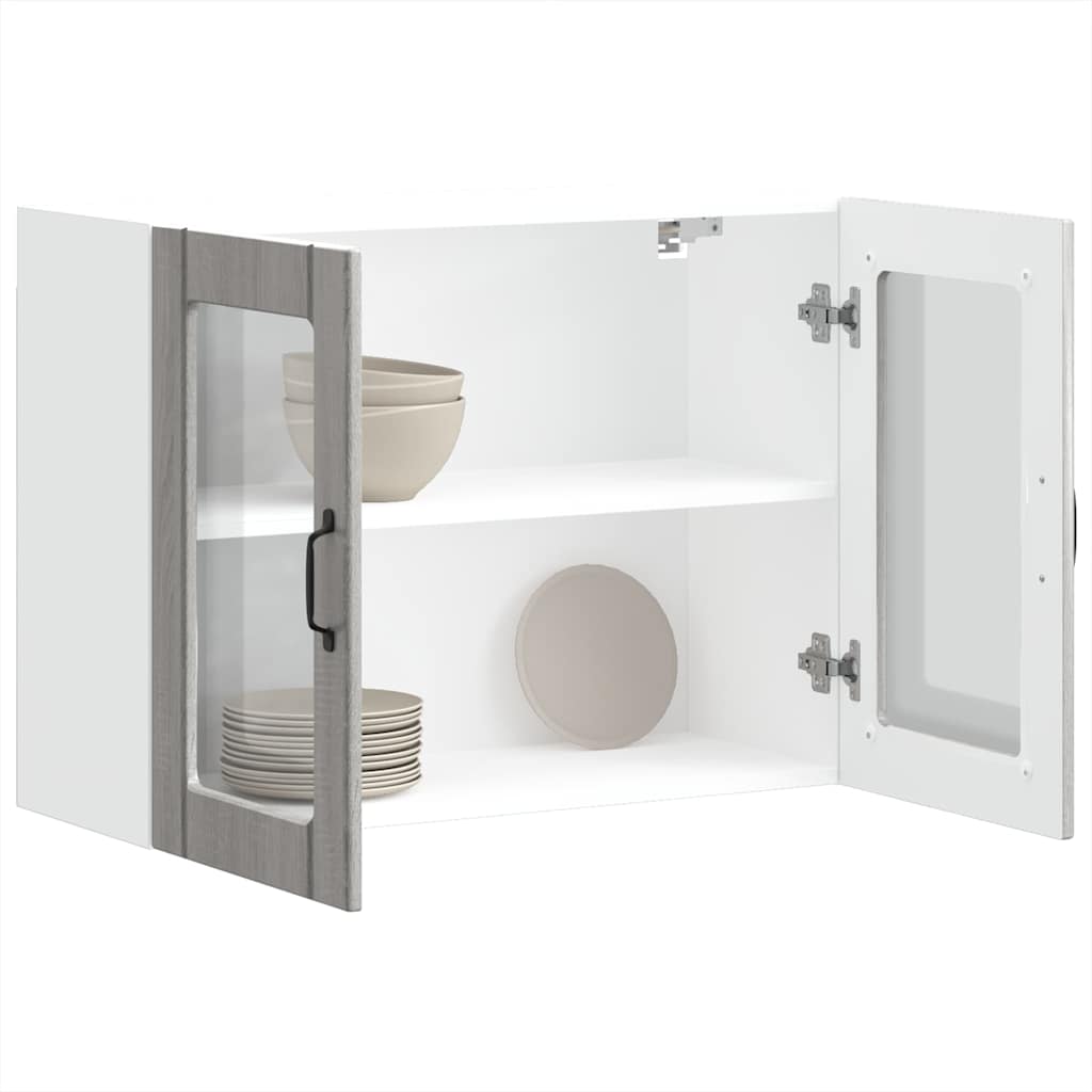 vidaXL Armario pared cocina puerta de cristal Lucca sonoma gris