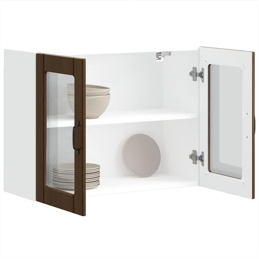 vidaXL Armario pared cocina puerta de cristal Lucca roble marrón