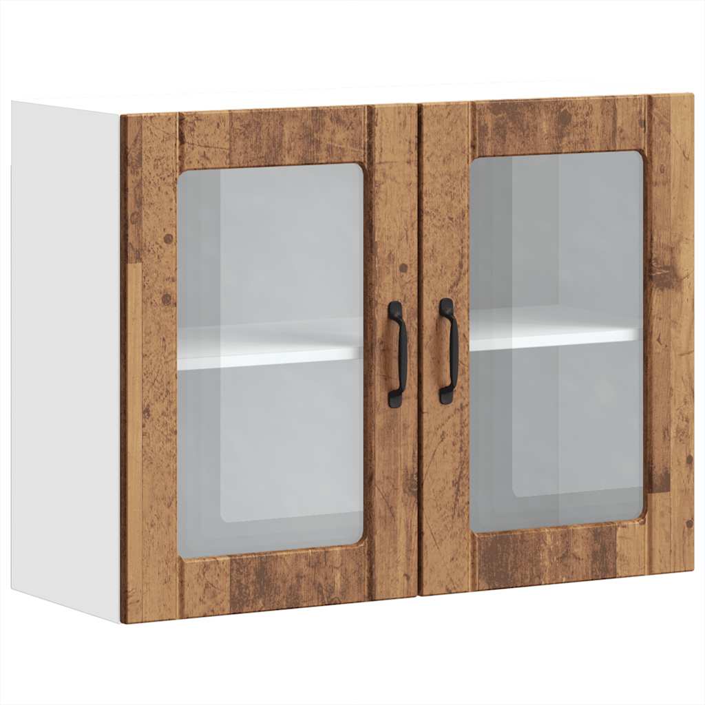 vidaXL Armario pared cocina puerta de cristal Lucca madera vieja