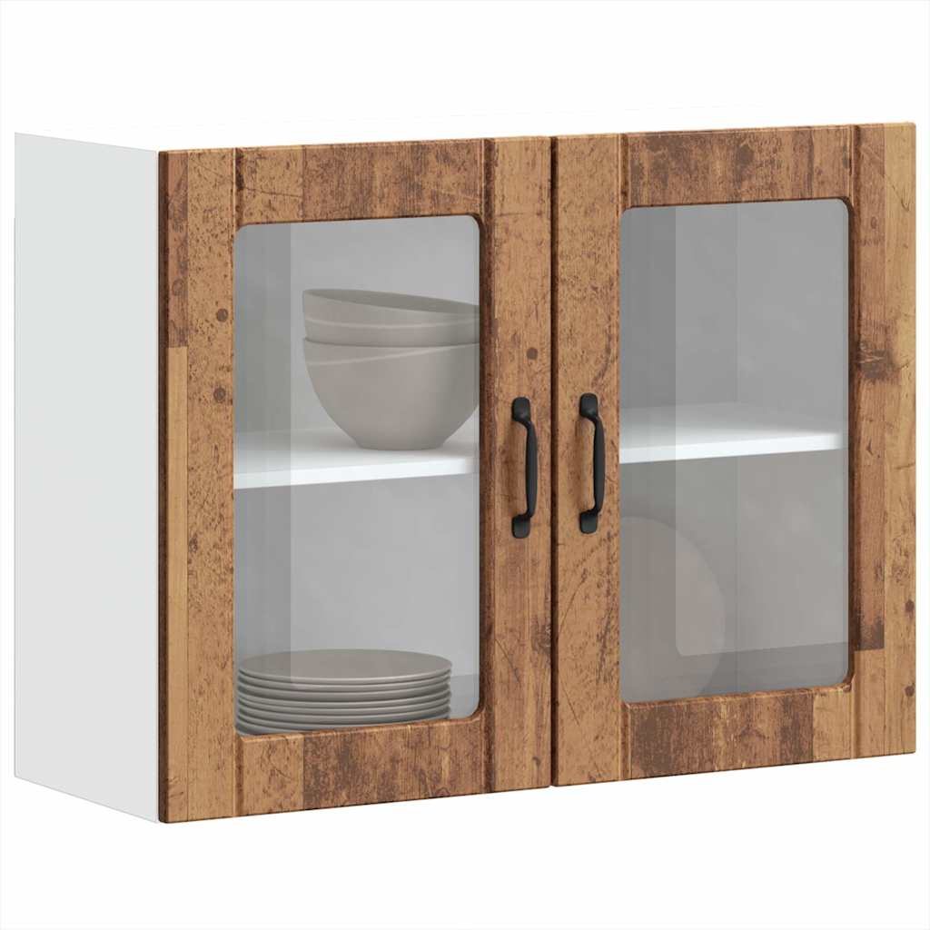 vidaXL Armario pared cocina puerta de cristal Lucca madera vieja