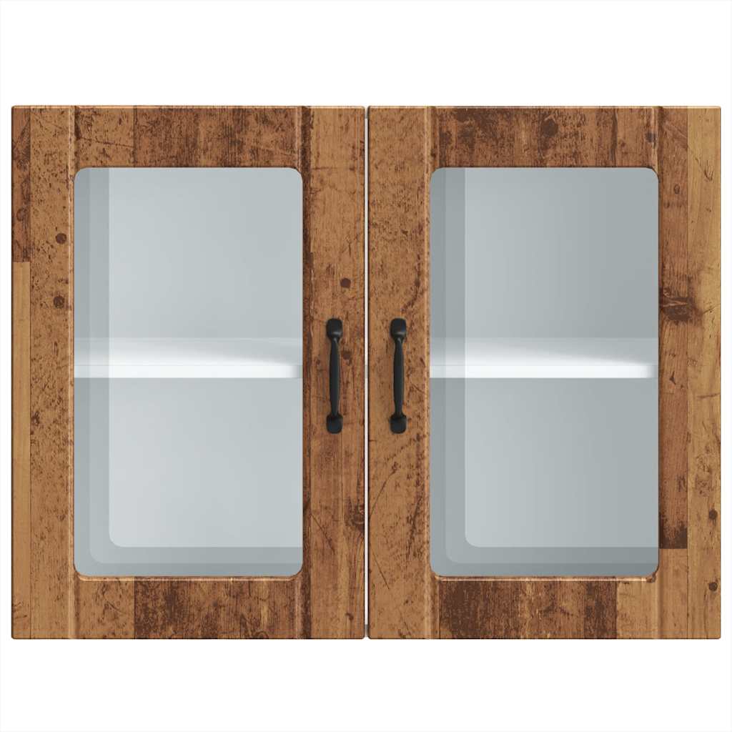 vidaXL Armario pared cocina puerta de cristal Lucca madera vieja