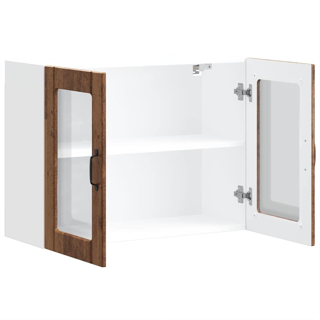 vidaXL Armario pared cocina puerta de cristal Lucca madera vieja