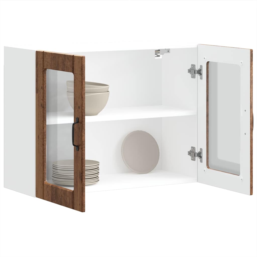 vidaXL Armario pared cocina puerta de cristal Lucca madera vieja