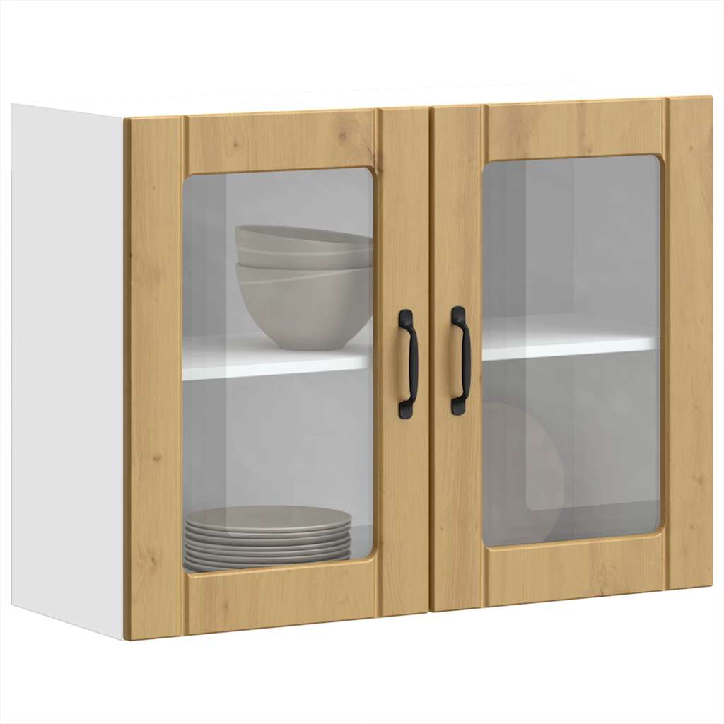 vidaXL Armario pared cocina puerta de cristal Lucca roble artesanal