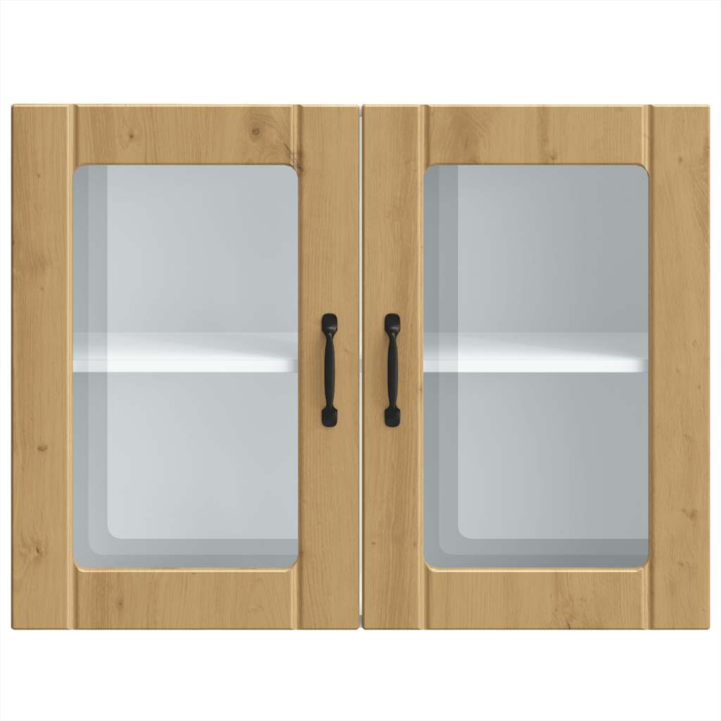 vidaXL Armario pared cocina puerta de cristal Lucca roble artesanal