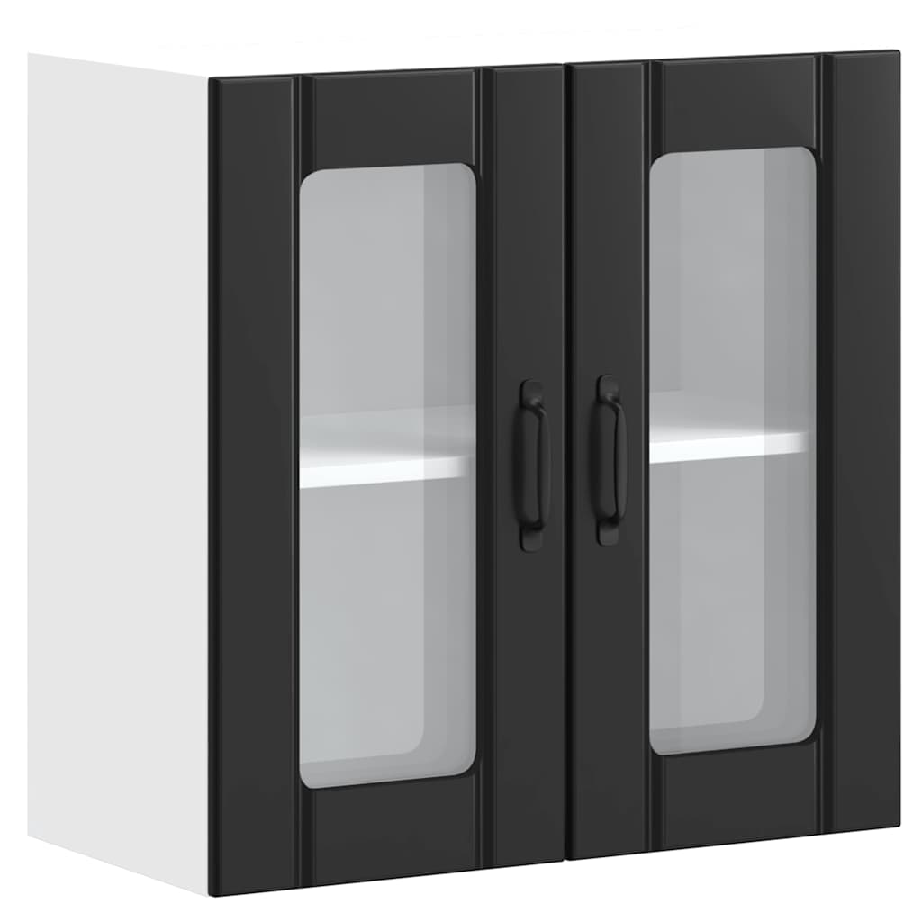 vidaXL Armario pared cocina puerta de cristal Lucca negra