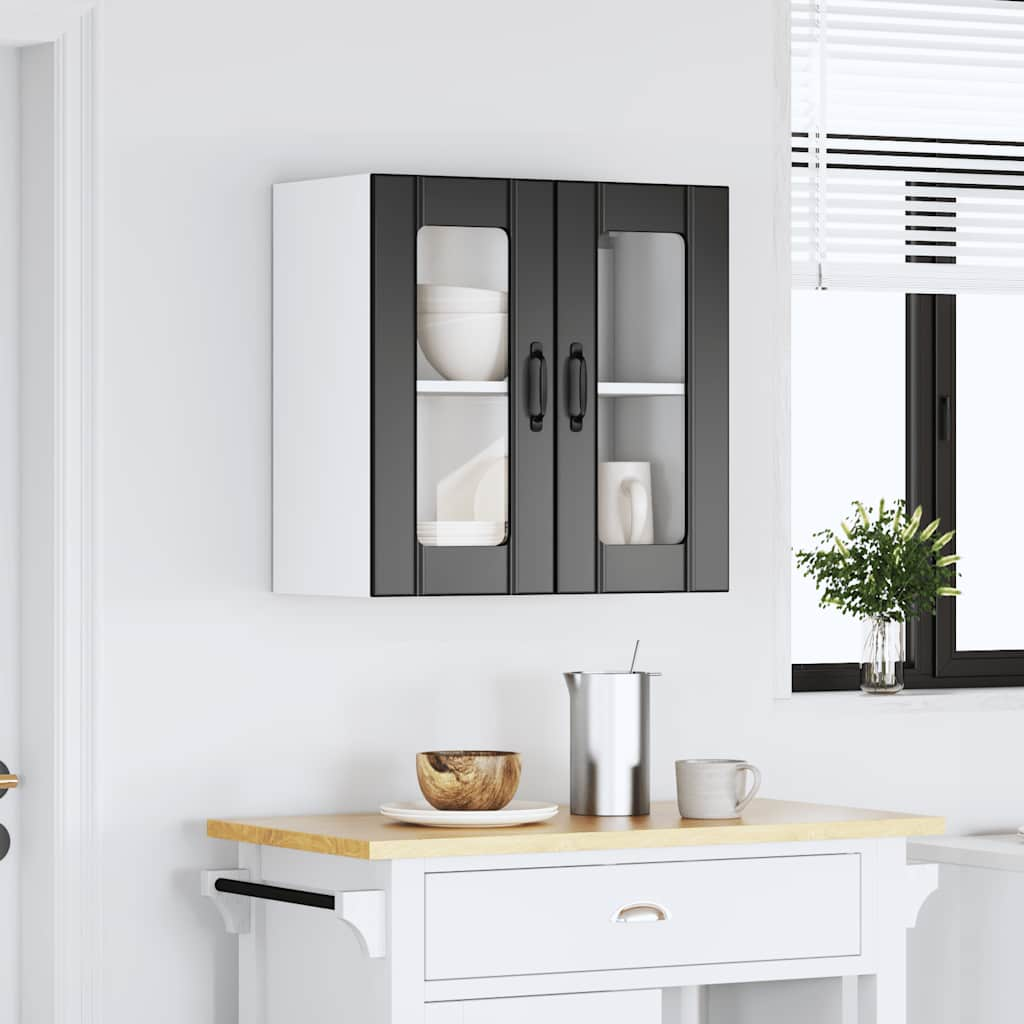 vidaXL Armario pared cocina puerta de cristal Lucca negra