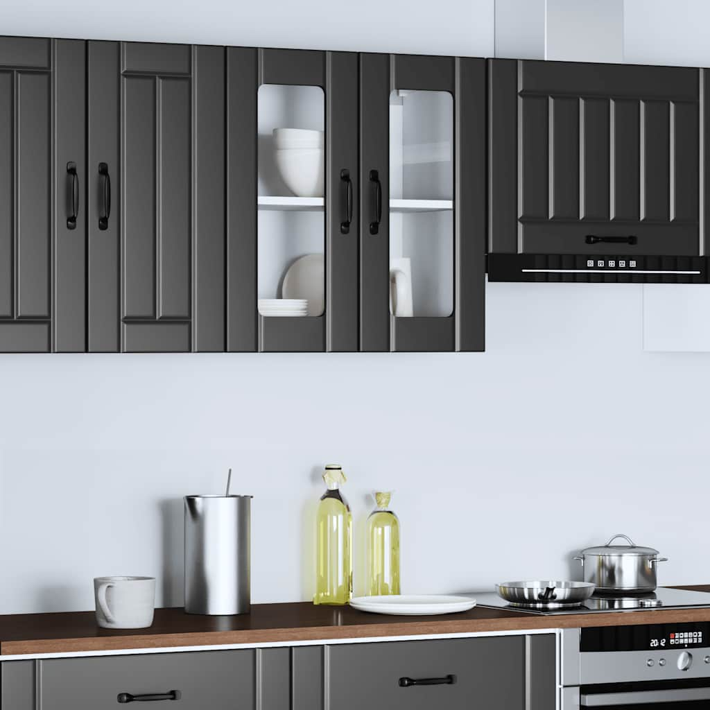 vidaXL Armario pared cocina puerta de cristal Lucca negra