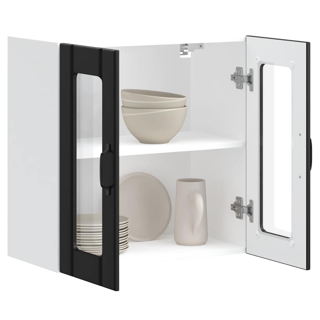 vidaXL Armario pared cocina puerta de cristal Lucca negra