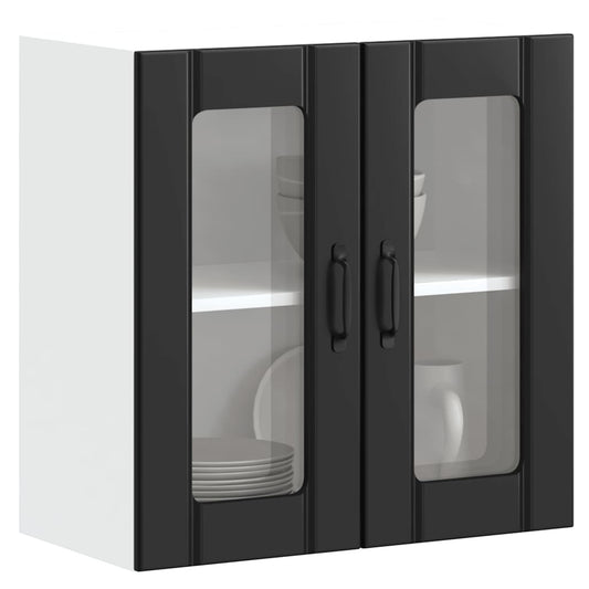 vidaXL Armario pared cocina puerta de cristal Lucca negra