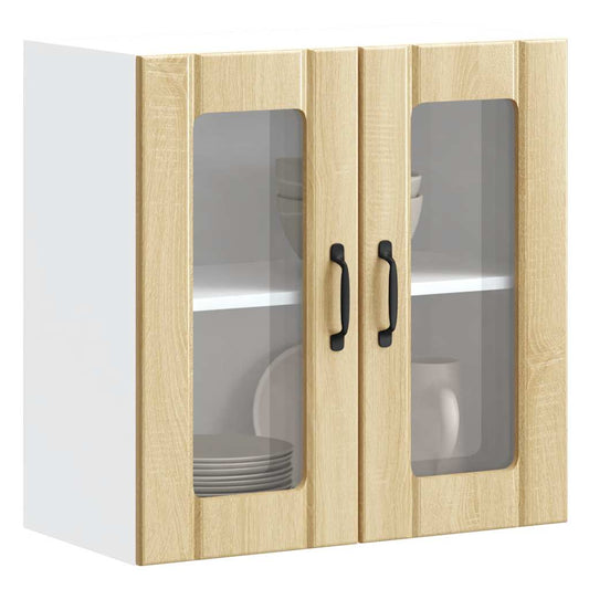 vidaXL Armario pared cocina puerta de cristal Lucca roble sonoma