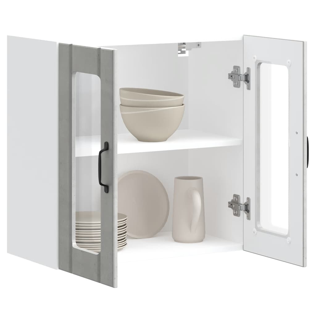 vidaXL Armario pared cocina puerta de cristal Lucca gris hormigón