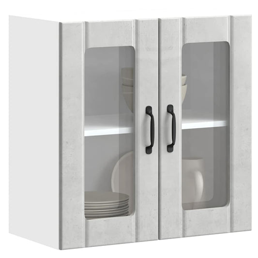 vidaXL Armario pared cocina puerta de cristal Lucca gris hormigón