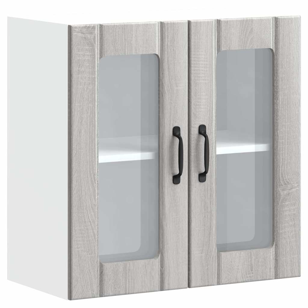 vidaXL Armario pared cocina puerta de cristal Lucca sonoma gris