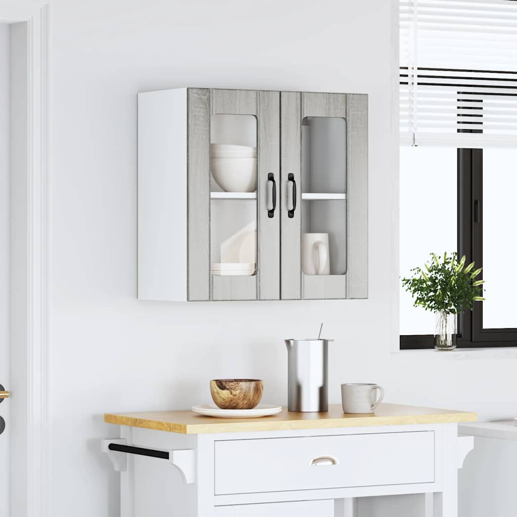 vidaXL Armario pared cocina puerta de cristal Lucca sonoma gris