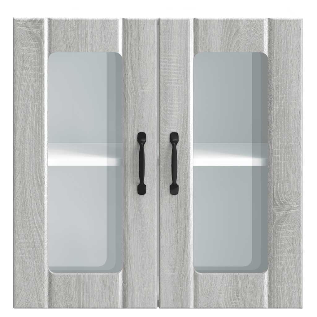 vidaXL Armario pared cocina puerta de cristal Lucca sonoma gris