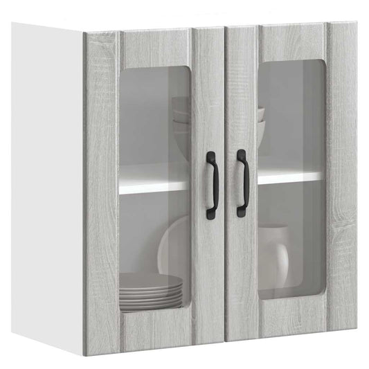 vidaXL Armario pared cocina puerta de cristal Lucca sonoma gris