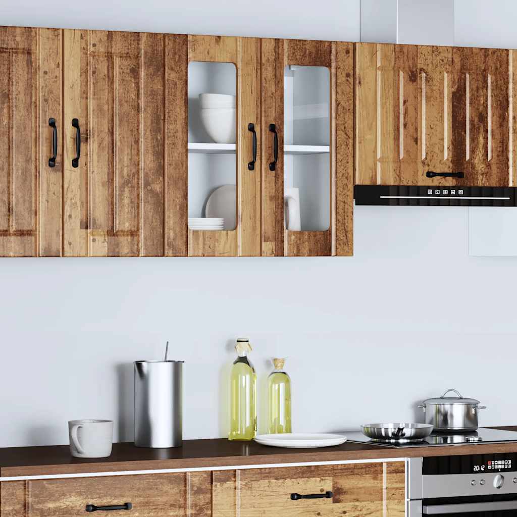 vidaXL Armario pared cocina puerta de cristal Lucca madera vieja