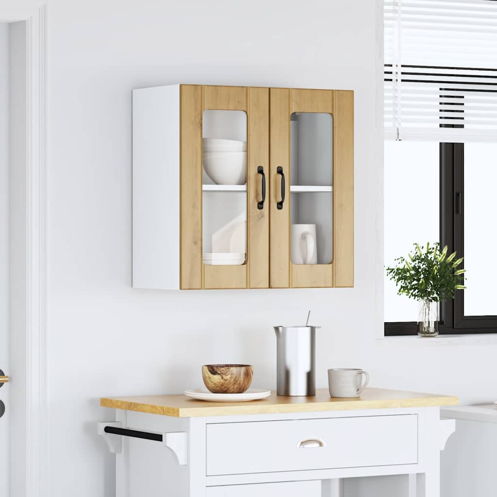 vidaXL Armario pared cocina puerta de cristal Lucca roble artesanal