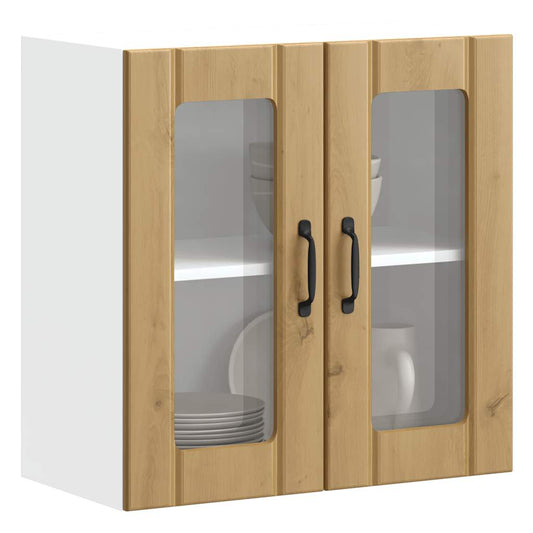 vidaXL Armario pared cocina puerta de cristal Lucca roble artesanal