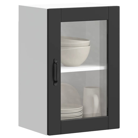 vidaXL Armario de pared para cocina con puerta de cristal Porto negro