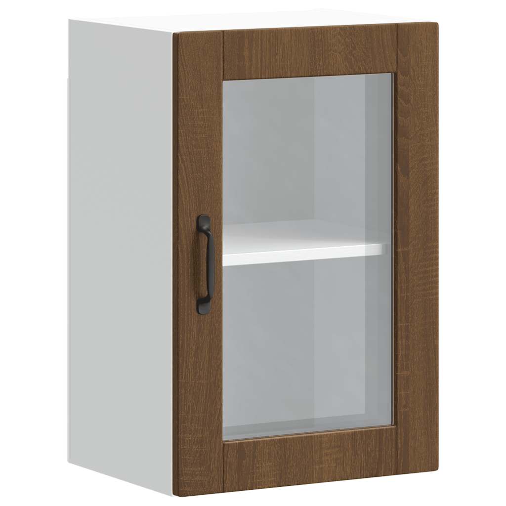 vidaXL Armario de pared para cocina puerta cristal Porto roble marrón