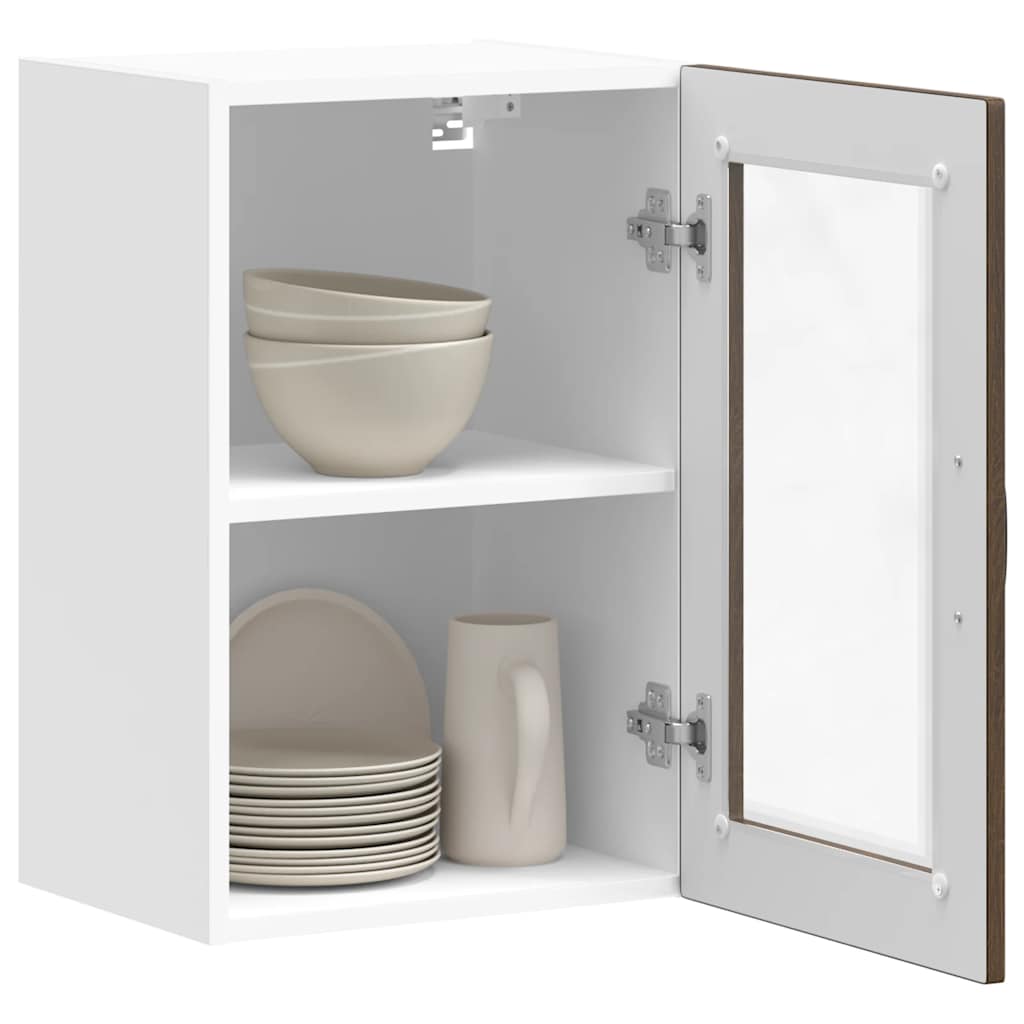 vidaXL Armario de pared para cocina puerta cristal Porto roble marrón