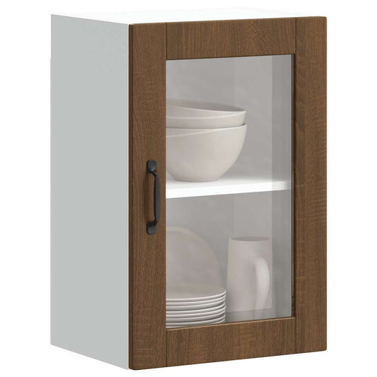 vidaXL Armario de pared para cocina puerta cristal Porto roble marrón