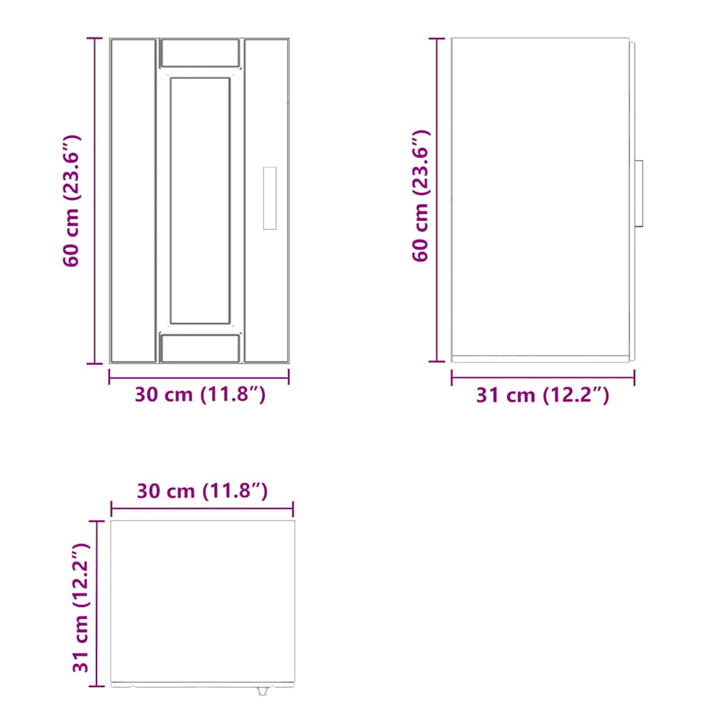 vidaXL Armario de pared cocina Porto madera ingeniería roble ahumado