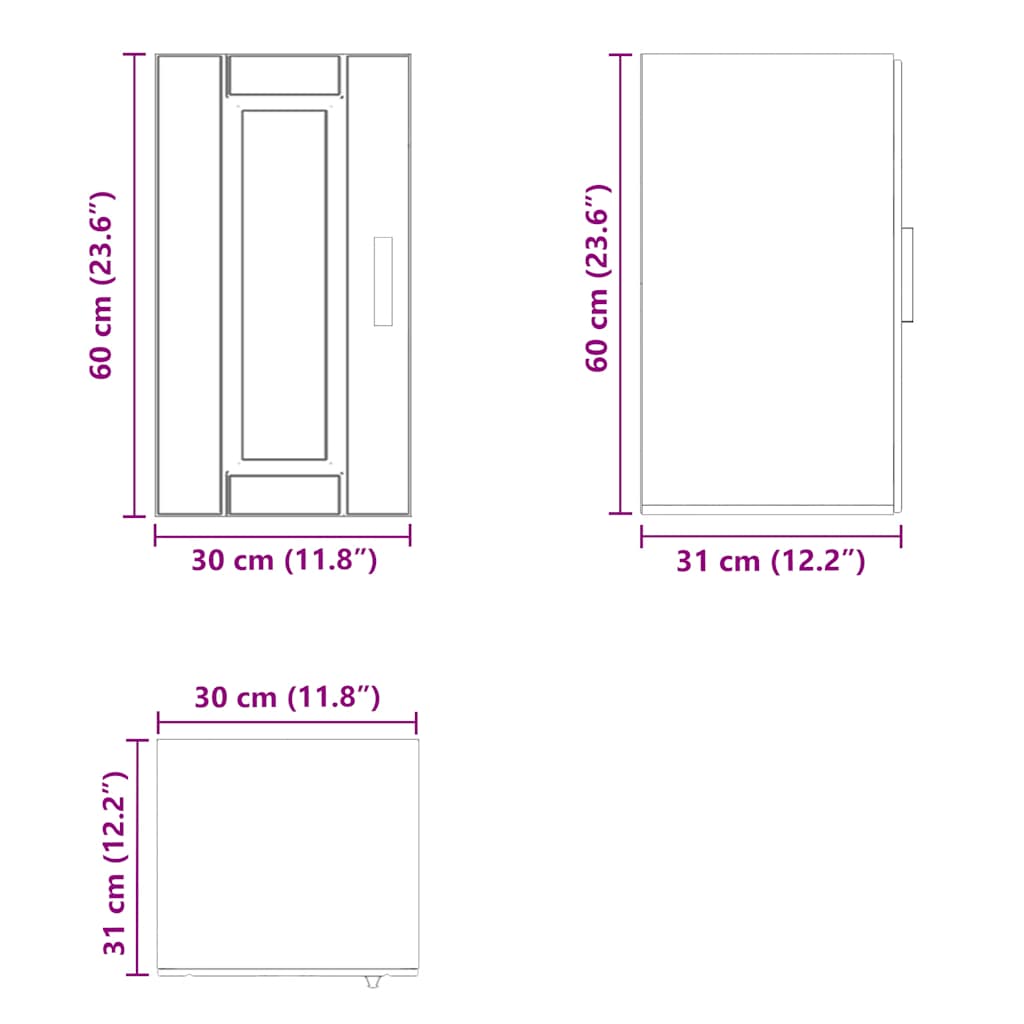 vidaXL Armario de pared de cocina Porto gris sonoma madera ingeniería